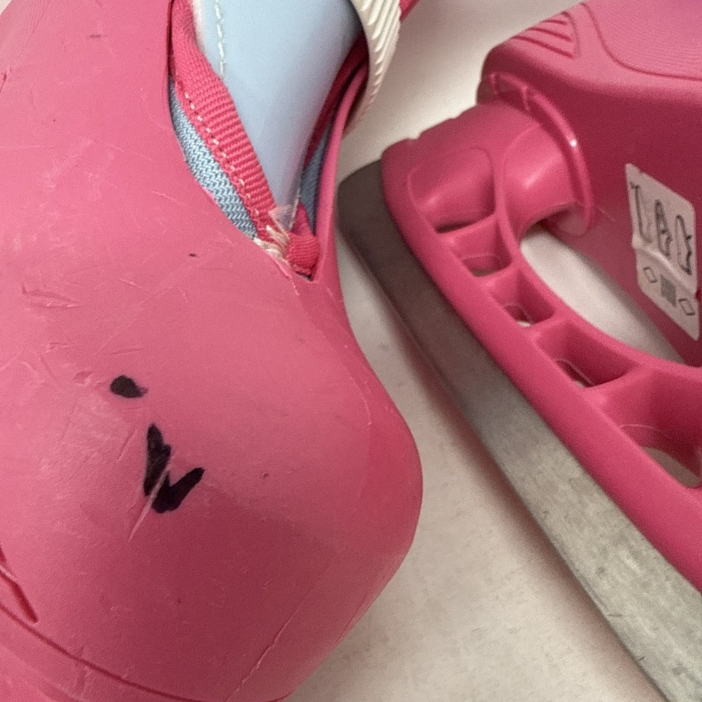 Bauer Lil Angel Pink Blue Youth Girls Ice Skates Size Y 8/9 Adjustable Buckle - Picture 4 of 9